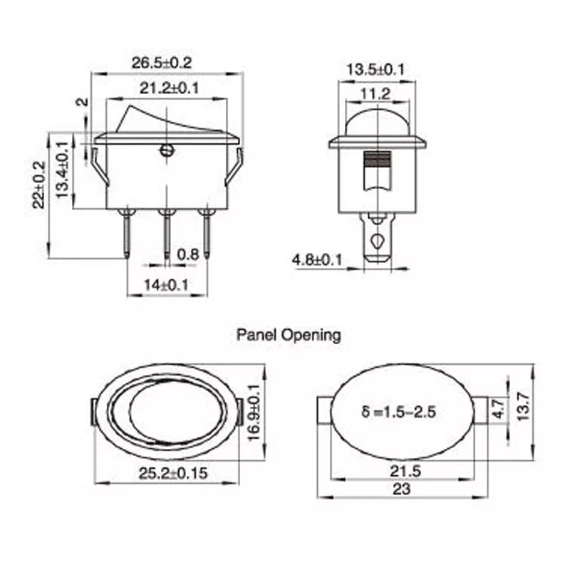 MR-134C OVAL IŞIKSIZ ANAHTAR ON-OFF 2 BACAKLI SİYAH