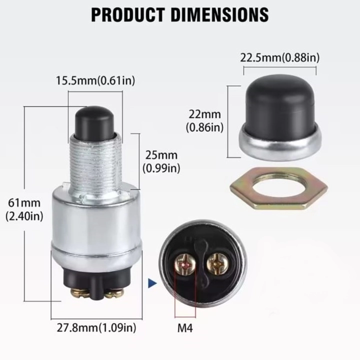 MR-180-2 SU GEÇİRMEZ 12V 50A ATEŞLEME MARŞ BUTONU