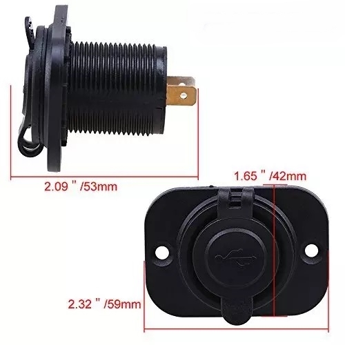 MARİN TİP ARAÇ USB ÇİFT GİRİŞLİ ŞARJ SÖKETİ 12-24V 1A 2.1A 