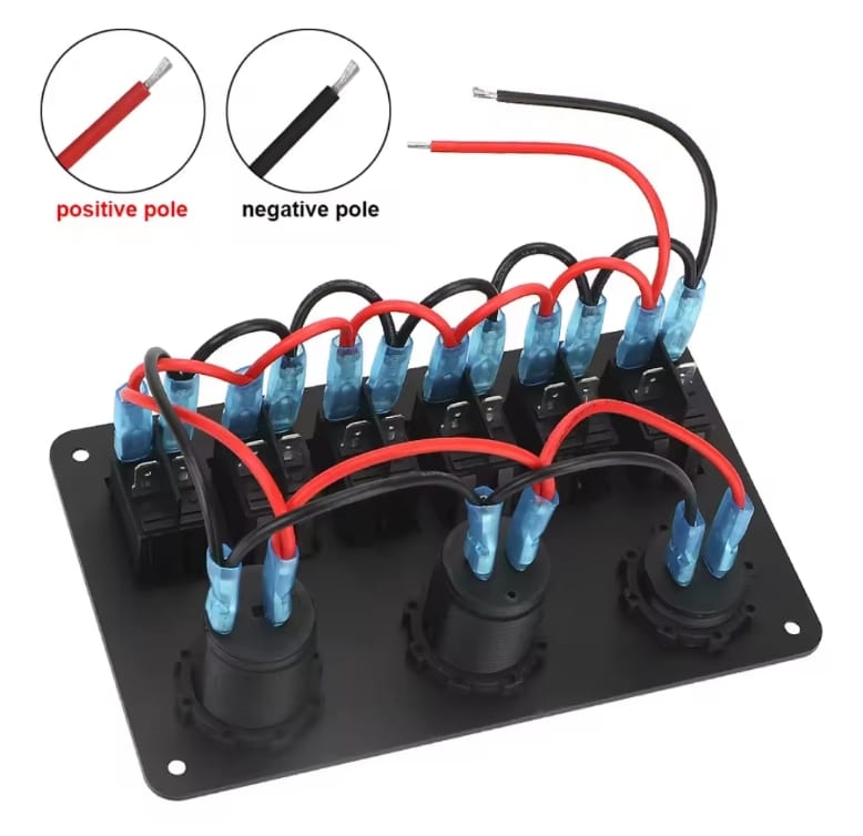 KARAVAN OTOMOBİL TEKNE ÇİFT USB ARAÇ ŞARJ SÖKETİ VOLTMETRE ÇAKMAKLIK AÇ KAPAT ANAHTARLI 12-24V