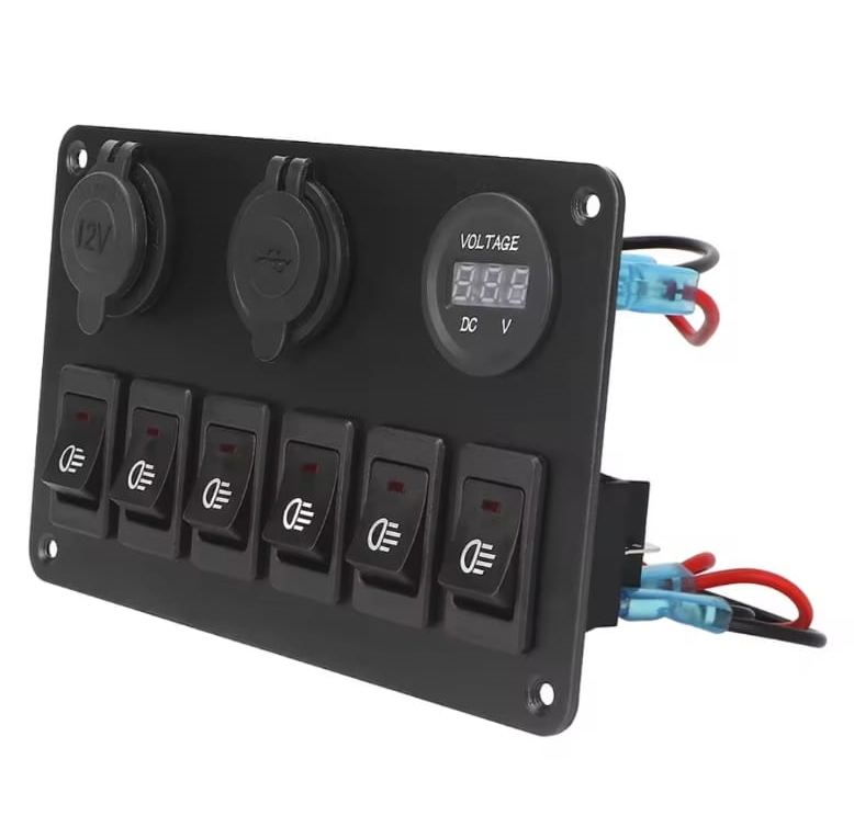 KARAVAN OTOMOBİL TEKNE ÇİFT USB ARAÇ ŞARJ SÖKETİ VOLTMETRE ÇAKMAKLIK AÇ KAPAT ANAHTARLI 12-24V