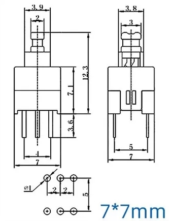 MR-196 7MM KALMALI BUTON ANAHTARLI 6 BACAKLI (7X7MM)