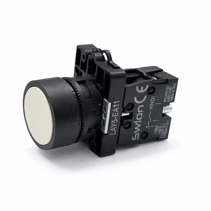 LAY5-EA11 22mm BEYAZ RENK NORMALDE KAPALI KONTAK BUTON