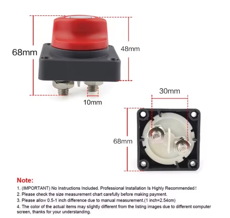 MR-275G-1 AKÜ DEVRE KESİCİ ŞALTERİ 275A 2P 12-48V ON-OFF 275 AMPER GÖMME