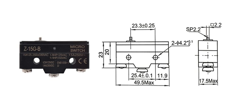 LMZ15-G-B Z-15G-B İNCE PİMLİ LİMİT SWİTCH