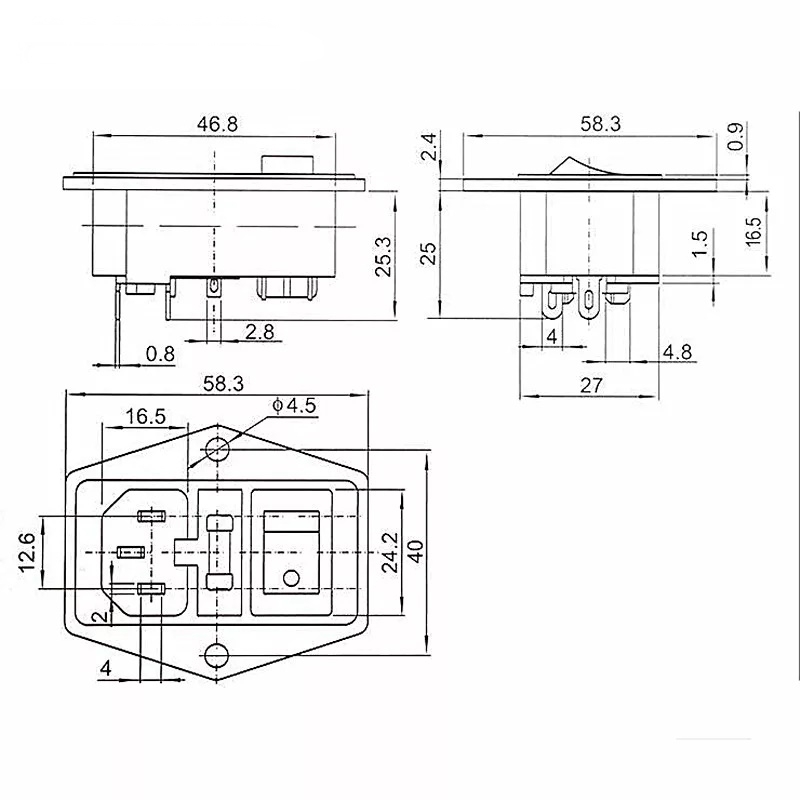 MR-214 POWER SOKET ERKEK ANAHTARLI + FUSELİ KULAKLI