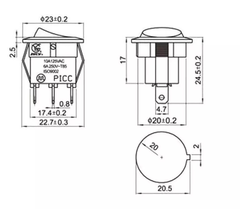 4 ADET 12V 20 AMPER NOKTA IŞIKLI 20MM MARİN ANAHTAR