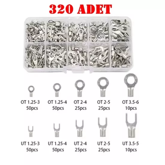  MR-274E-2 KUTULU HALKA VE ÇATAL TİP İZOLESİZ KABLO TERMİNALİ SETİ 320 PARÇA 5 BOY