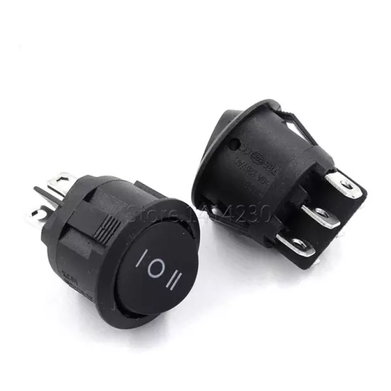 MR-134-6 YUVARLAK IŞIKSIZ SİYAH ANAHTAR ON-OFF-ON 6 BACAKLI SİYAH 3 KADEMELİ