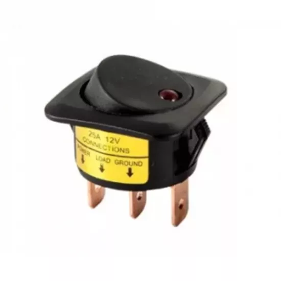 MR-132D LEDLİ ON-OFF ANAHTAR 25A 12V DC 3 BAKACKLI KIRMIZI