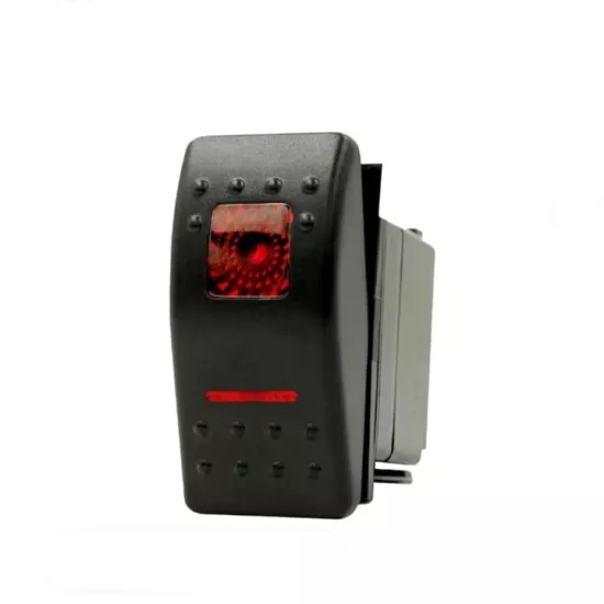 HER İKİ TARAFA YAYLI MARİN ANAHTAR 4P (ON)-OFF-(ON) IŞIKLI 12-24V KIRMIZI