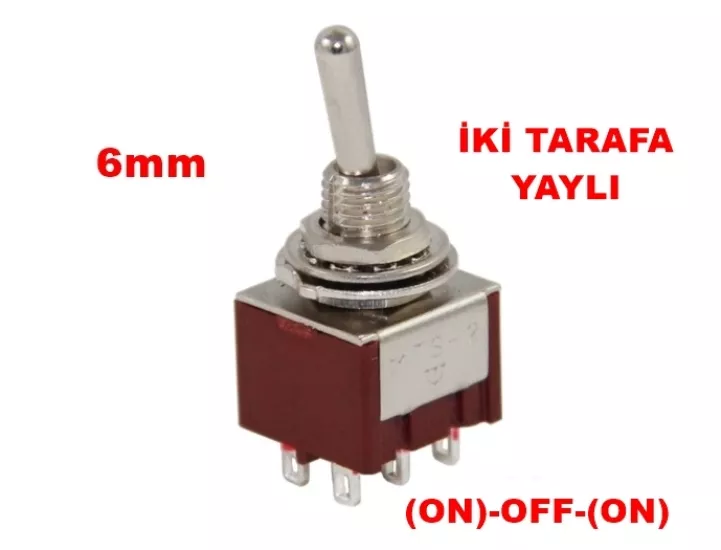 MR-148 TOGGLE SWITCH (ON)-OFF-(ON) 6 BACAKLI İKİ TARAFA YAYLI (MTS-223)