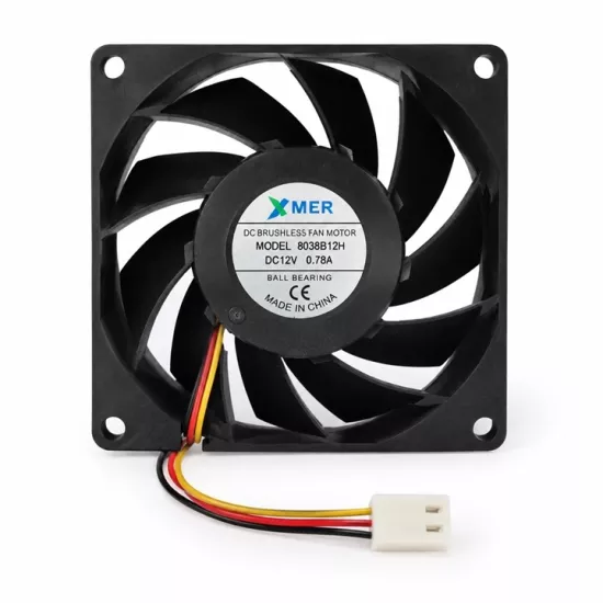 XMER 80X80X38mm 12V 3 Kablolu Rulmanlı FAN 0.78A