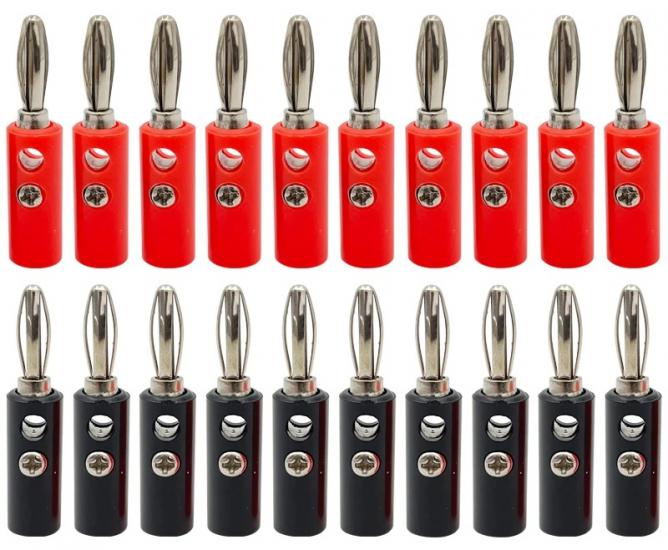 10 TAKIM KIRMIZI SİYAH 4MM BANAN JAK FİŞ CX-02