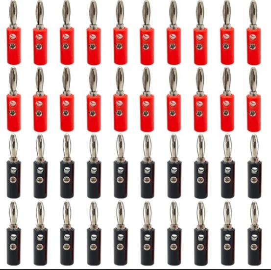 20 TAKIM KIRMIZI SİYAH 4MM BANAN JAK FİŞ CX-02