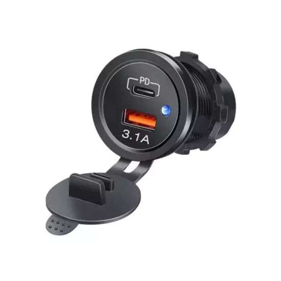 MR-266C-7 PANO TİP USB 3.0 + TYPE-C SOKET 12-24V ARASI MAVİ LEDLİ