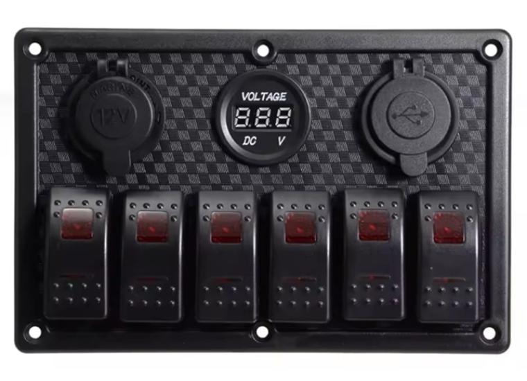 OTO KARAVAN OTO TEKNE ÇİFT USB ARAÇ ŞARJ SÖKETİ VOLTMETRE ÇAKMAKLIK AÇ KAPAT ANAHTARLI 12-24V KIRMIZI