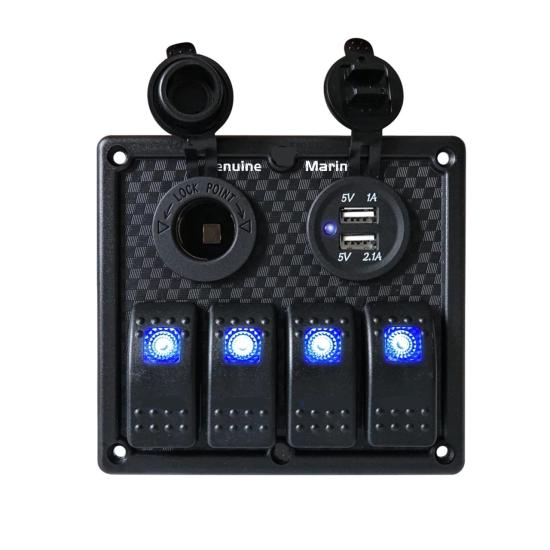 KARAVAN OTOMOBİL TEKNE ÇİFT USB ARAÇ ŞARJ SÖKETİ ÇAKMAKLIK 4 ADET AÇ KAPAT ANAHTARLI 12-24V