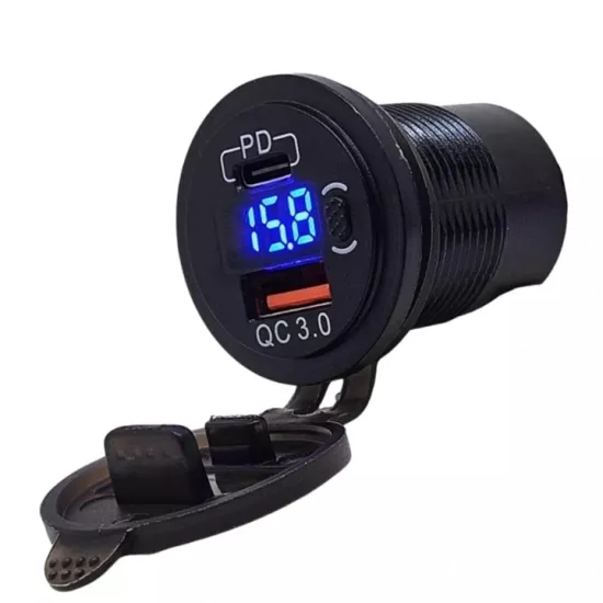 PANEL TYPE VOLTMETER WITH 2 USB 3.0 + TYPE-C BUTTONS