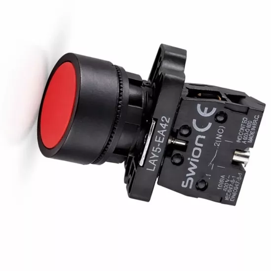 LAY5-EA42 22mm BUTON NORMALDE KAPALI KONTAK KIRMIZI