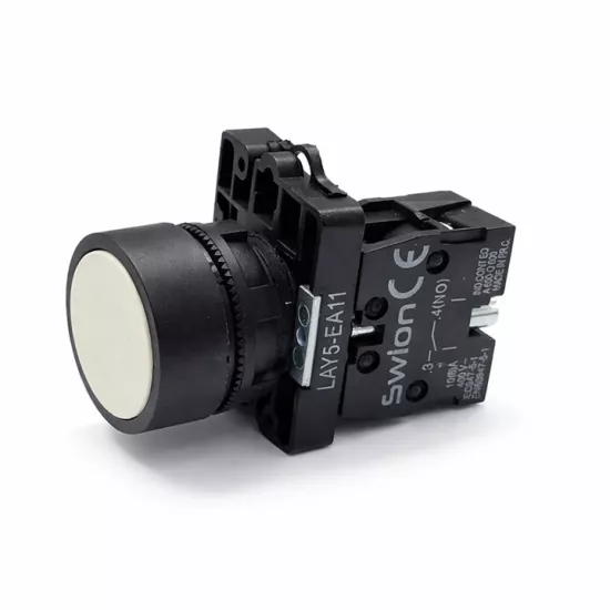 LAY5-EA11 22mm BEYAZ RENK NORMALDE KAPALI KONTAK BUTON