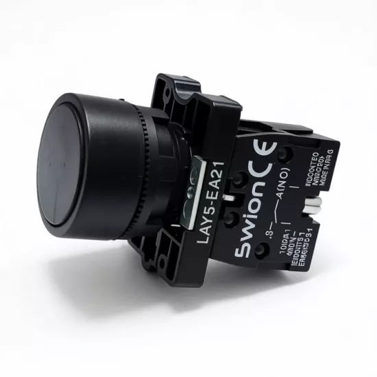 LAY5-EA21 SİYAH BUTON 22mm NORMALDE KAPALI KONTAK