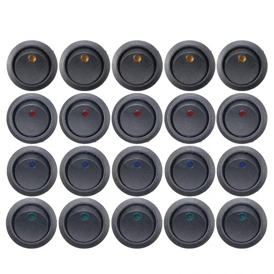 20 ADET 12V 20 AMPER NOKTA IŞIKLI 20MM MARİN ANAHTAR