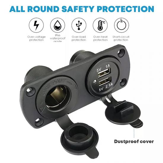 USB ÇAKMAK ŞARJ CİHAZI 12V 24V PANO TİP USB ŞARJ SÖKETİ  1A-2.1A