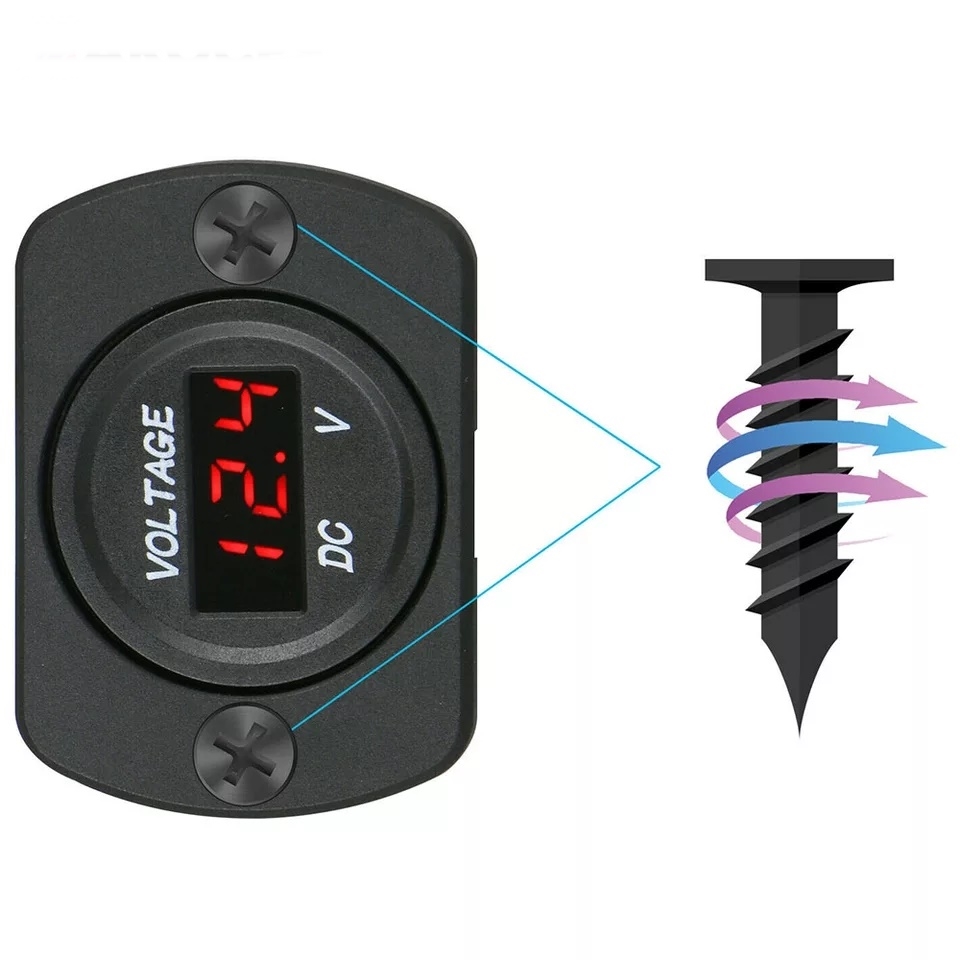 SINGLE EAR PANEL TYPE IN-VEHICLE DIGITAL VOLTMETER 12V 24V